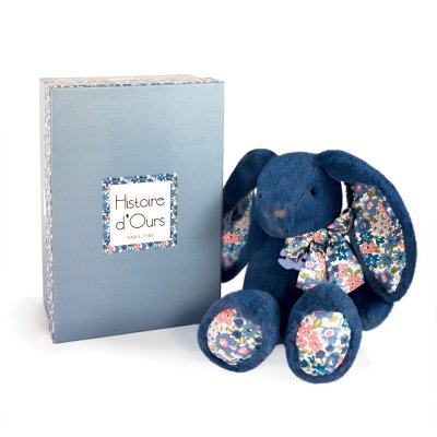Doudou Histoire d'Ours Ami en peluche Lapin bleu 25 cm