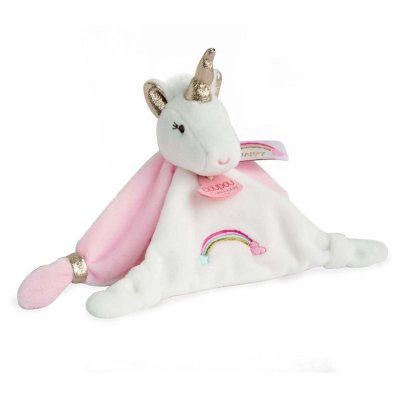 Doudou Coffret cadeau - lange en peluche licorne rose 20 cm