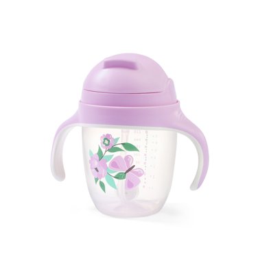 BABYONO Kubek edukacyjny ze słomką Motyl 6m+