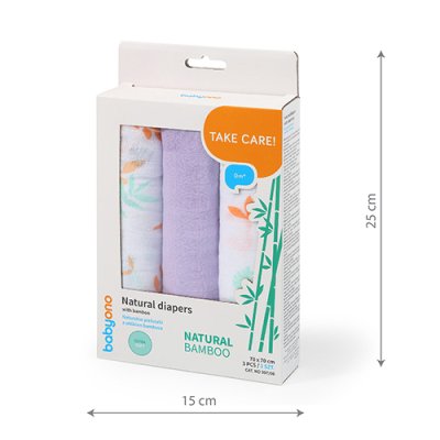 BABYONO Bamboo pelene 3 kom - ljubičaste