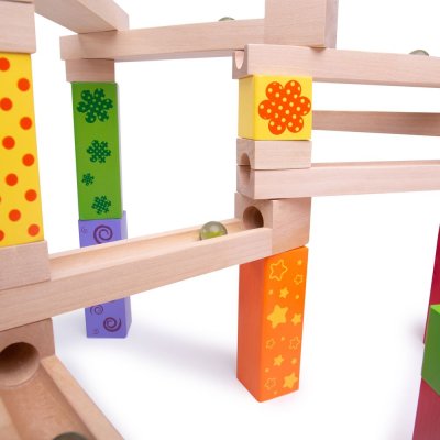 Bigjigs Toys Pista per biglie in legno colorata