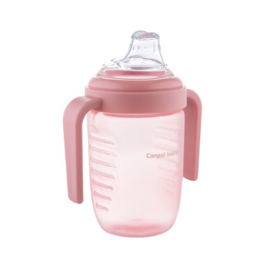CANPOL BABIES Kubek niekapiący z silikonową końcówką 220 ml różowy