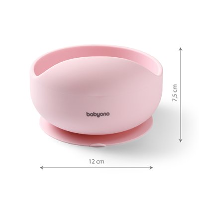 BABYONO Silikonnapf mit Saugnapf – rosa ab 6 Monaten