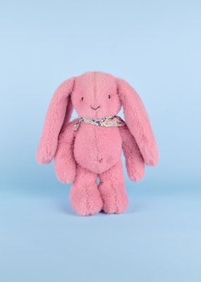 Doudou Lapin en peluche avec foulard rose 35 cm