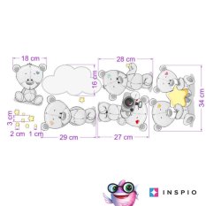 Wall stickers - Teddy bears with name above the crib