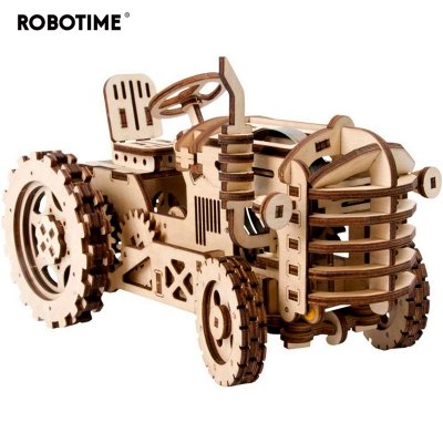 RoboTime 3D Puzle de madera mecánico Tractor