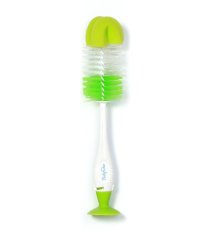 BABYONO Brosse pour nettoyer biberons et tétines 2 en 1 avec ventouse verte