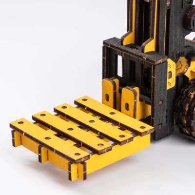RoboTime Drewniane Mechaniczne Puzzle 3D Wózek Widłowy