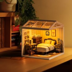 Puzzle 3D en bois RoboTime, miniature de maison de poupée, chambre à coucher Sweet Dream