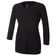 Damen T-Shirt gerafft dünn 3/4 Ärmel Outlast® - schwarz