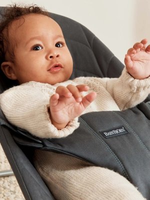 BABYBJÖRN Babywippe Bliss Anthrazit Petal Woven, dunkelgraues Gestell