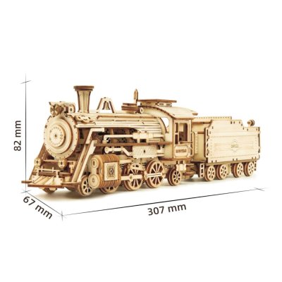 RoboTime Puzzle 3D din lemn Locomotivă cu aburi