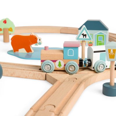 Circuito de Tren de Madera en el Bosque Bigjigs Toys