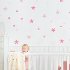 Розови звезди - стикери за стена за момичета
