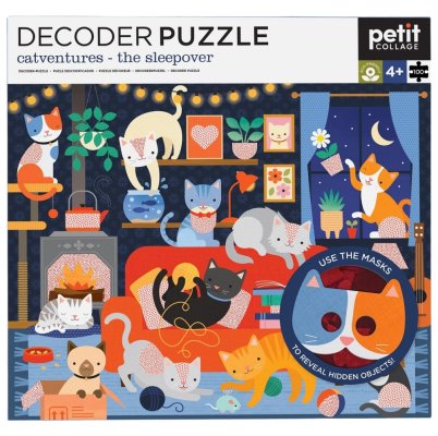 Petit Collage Puzzle gatos 100 piezas con gafas 3D