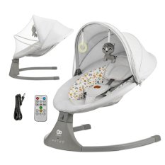 KINDERKRAFT Stolica za ljuljanje s melodijom 2 u 1 Lumi, do 9 kg, Premium Light Gray
