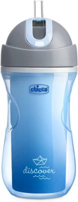 CHICCO Sport Thermobecher mit Strohhalm 266 ml blau 14 Monate+