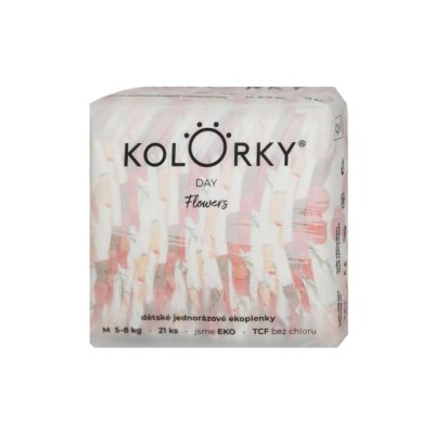 KOLORKY DAY Windeln Einweg Öko, Blumen M (5-8 kg) 21 Stk