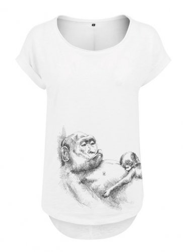 Tricou pentru alăptare Monkey Mum® alb - maimuță