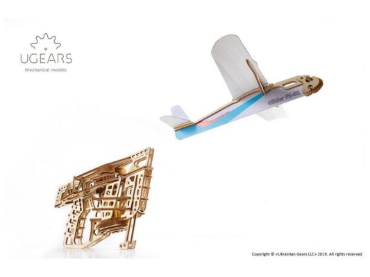 Ugears 3D drewniane mechaniczne puzzle Wyrzutnia samolotów