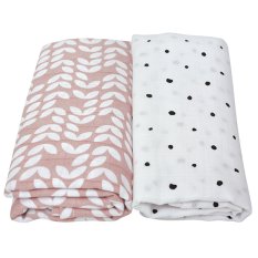 MOTHERHOOD Премиум муселинено одеяло и повивалник 2 бр Pink Classics 100x120 см