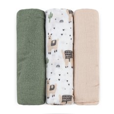 PETITE&MARS Sada plen bambusová mušelínová 3ks Moussy Llama Vibes 68 x 68 cm