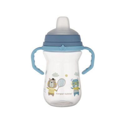 CANPOL BABIES Kubek silikonowy do picia FirstCup Bonjour Paris 250ml niebieski