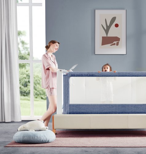 Barierka do łóżka Monkey Mum® Popular - 150 cm - ciemnoniebieska - design - WYPRZEDAŻ