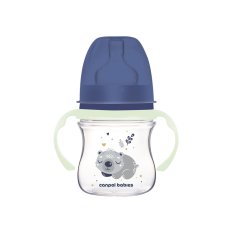 CANPOL BABIES Butelka antykolkowa ze świecącymi rączkami EasyStart Śpiąca koala 120ml niebieska