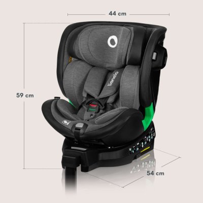 LIONELO Harmony i-Size Car Seat (40-150 cm) Grey Graphite Leather