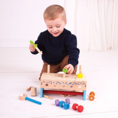 Bigjigs Toys Warsztat i skrzynka na narzędzia 2w1