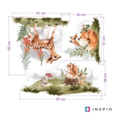Adesivi murali per bambini: volpe, cerbiatta, scoiattolo