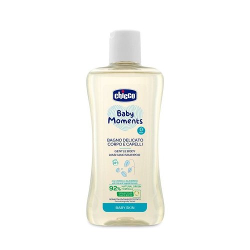 CHICCO Zachte shampoo voor haar en lichaam Baby Moments 92% natuurlijke ingrediënten 200 ml