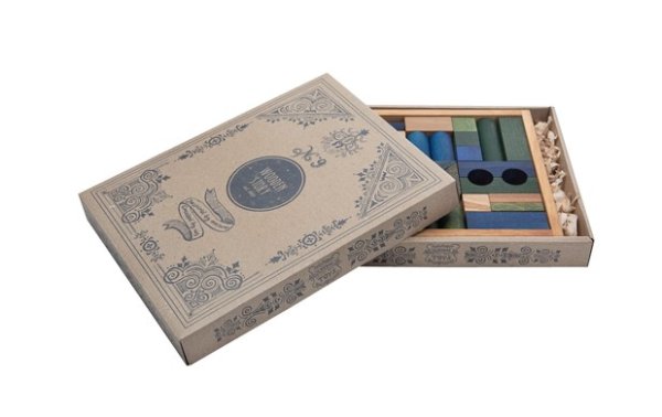 Wooden Story Kostki w pudełku drewnianym - 30 szt. - Zimne