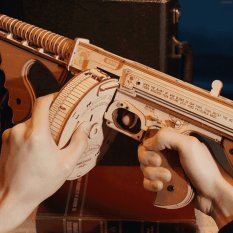RoboTime 3D Drewniane mechaniczne puzzle Pistolet maszynowy Thompson
