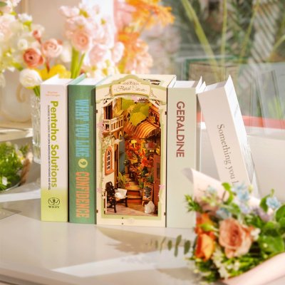 RoboTime 3D Puzzle Buchstütze Miniatur Haus Bastelei Blumen-Ecke