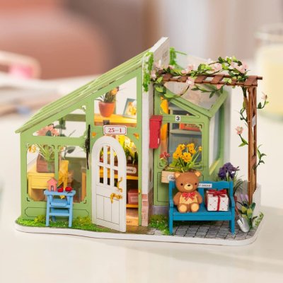 RoboTime Rompecabezas 3D de madera Miniatura de casa Primavera floreciente