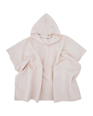 EKO Musselin Poncho mit Kapuze und Öhrchen Rose pink 75x120 cm