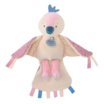Doudou Set Regalo - Giocattolo musicale di peluche uccellino rosa 23 cm