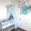 Sticker above the crib - Teddy bear with turquoise heart and name