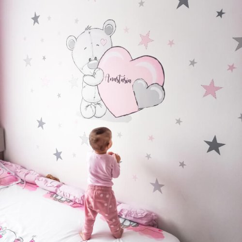Wall sticker for a girl - Bear with a name