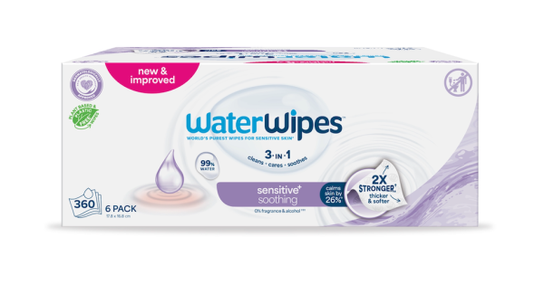 6X WATERWIPES Chusteczki nawilżane Soothing clean 3in1 60 szt. (360 szt.)