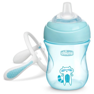 Kubek edukacyjny CHICCO Przejście z uchwytami 200 ml niebieski 4m+