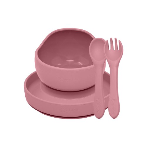 PETITE&MARS Ensemble de repas silicone TAKE&MATCH 3 pcs Vieux Rose 6 mois+