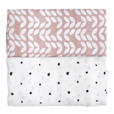 MOTHERHOOD Premium Musselindecke und Wickeltuch 2 Stück Pink Classics 100x120 cm