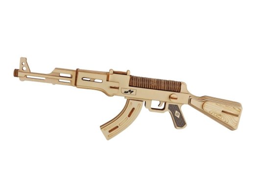 Woodcraft Houten 3D Puzzel AK47 Machinegeweer