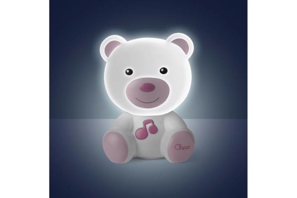 CHICCO Nachtlicht mit Musik-Teddybär rosa ab 0 Monaten
