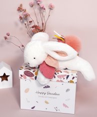 Doudou Poklon set - Plišani zeko s tamno ružičastom coflekom 25 cm