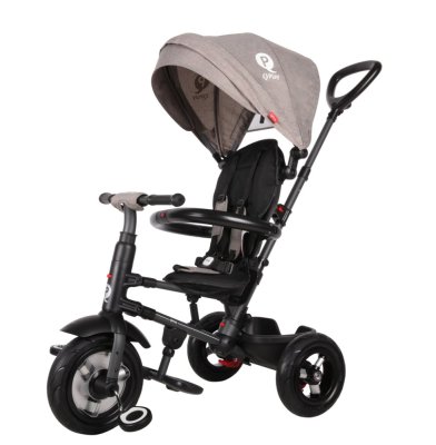 QPLAY Rowerek trójkołowy Rito air gel (Rubber) Grey, wiek 10-72 miesiące