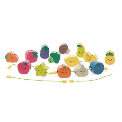 Vilac Contas de enfiar de madeira fruta e legumes